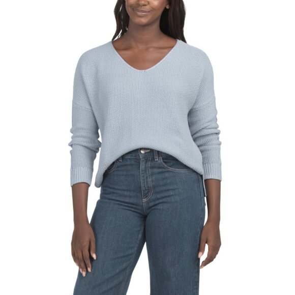 LUCKY BRAND Dusty Blue Spring Weight V-neck Pullover Sweater - Picture 1 of 2